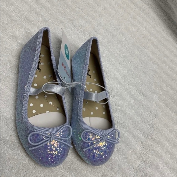 Cat & Jack Toddler Girls Lily Glitter Slip On Ballet Flats Purple Size 6 - Picture 1 of 12